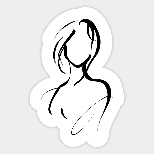 Stick figure woman in black ink Sticker by WelshDesigns